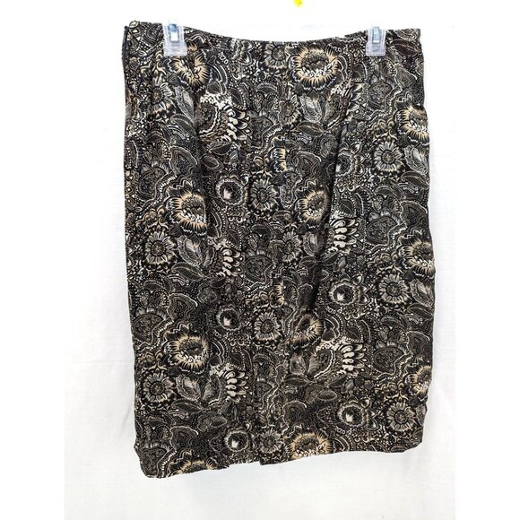 Plymouth New York Women Brown and White Silk Floral Skirt Side Zip Size 14 - Picture 4 of 8